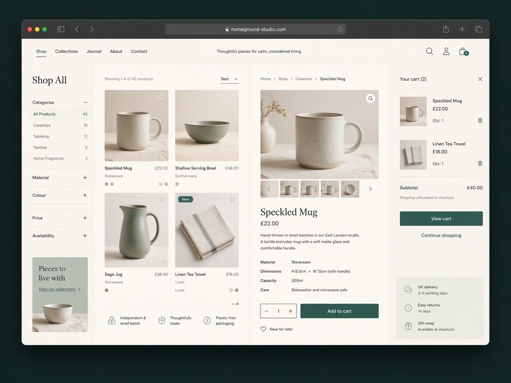 Shopify store work sample